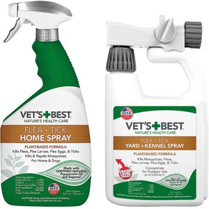 Vet's Best Dog Flea + Tick Home Spray, 32-oz bottle + Vet's Best Flea + Tick Yard & Kennel Spray for Dogs, 32-oz bottle
