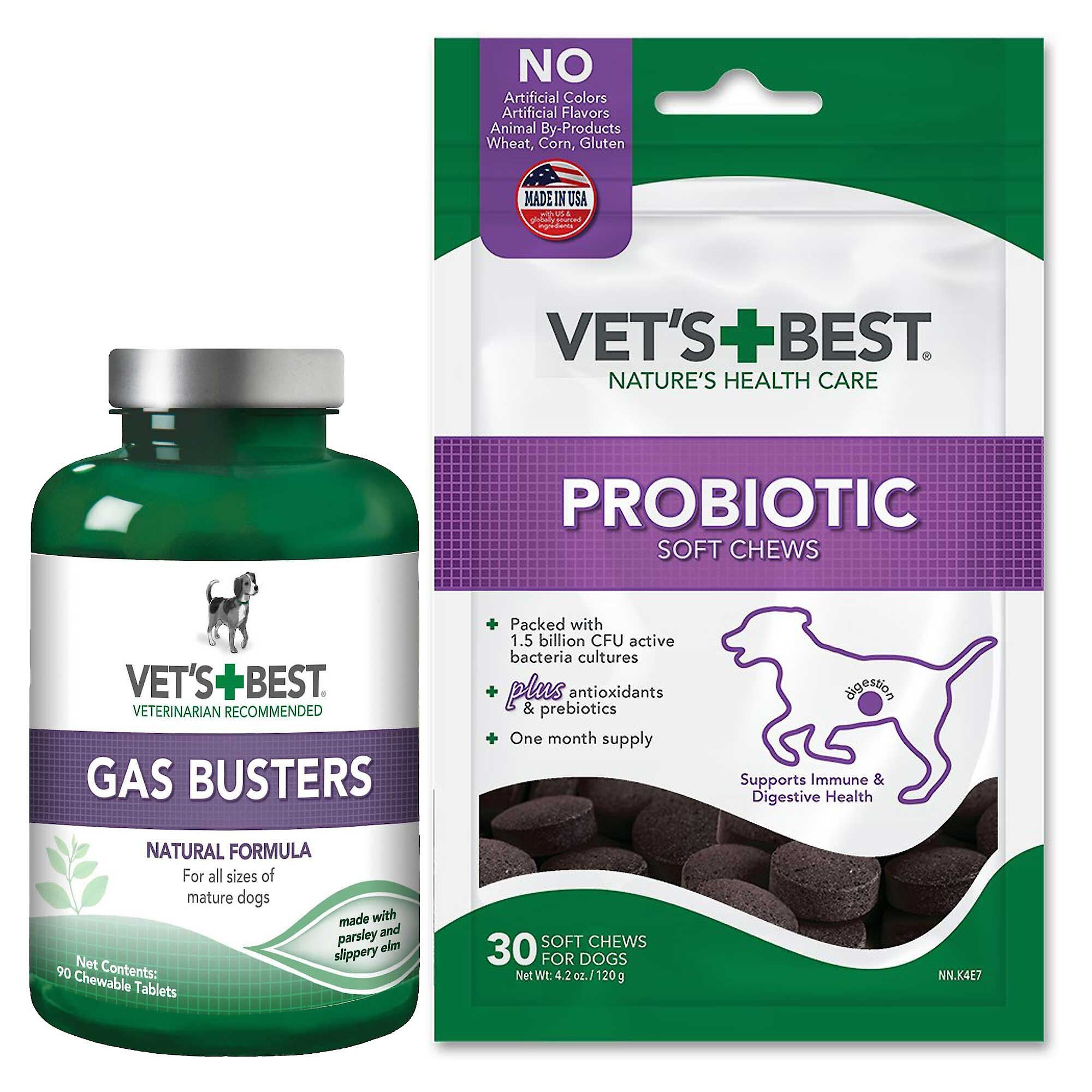 VET'S BEST Gas Busters Chewable Tablets Digestive Supplement for Dogs