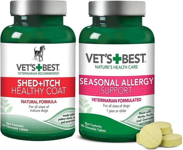 Vet's Best Healthy Coat Shed & Itch Relief Dog Supplement, 50 count + Vet's Best Seasonal Allergy Relief Dog Supplement, 60 count slide 1 of 8