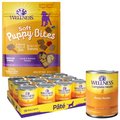 Wellness Complete Health Just for Puppy Canned Dog Food, 12.5-oz, case of 12 + Wellness Soft Puppy Bites Lamb & Salmon Recipe Grain-Free Dog Treats, 3-oz pouch