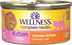Wellness Complete Health Kitten Formula Grain-Free Canned Cat Food, 3-oz, case of 24 + Wellness Complete Health Natural Grain-Free Deboned Chicken & Chicken Meal Dry Kitten Food, 5.5-lb bag slide 2 of 8