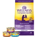 Wellness Complete Health Poultry Lovers Pate Variety Pack Grain-Free Canned Cat Food, 5.5-oz, case of 30 + Wellness Complete Health Grain-Free Indoor Healthy Weight Chicken Recipe Dry Cat Food, 11.5-lb bag