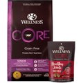 Wellness CORE Grain-Free Senior Deboned Turkey Recipe Dry Dog Food, 24-lb bag + Wellness CORE Grain-Free Marrow Roasts Hearty Beef Recipe Dog Treats, 8-oz bag