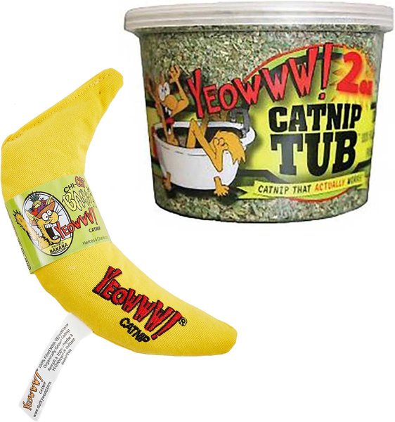Yeowww! Organic Catnip, 2-oz tub + Yeowww! Catnip Yellow Banana Cat Toy slide 1 of 4