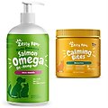 Zesty Paws All Ages Calming Bites Behavior Bacon Flavor Cat Supplement, 60 count + Zesty Paws Hemp Elements Salmon Flavored Omega Oil + Hemp Dog & Cat Supplement, 32-oz bottle