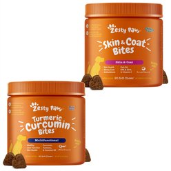 Zesty Paws Core Elements Omega Bites Skin & Coat Health Chicken Flavor Soft Chew Dog Supplement, 90 count + Zesty Paws Curcumin Bites Everyday Vitality Duck Flavor Dog Supplement, 90 count