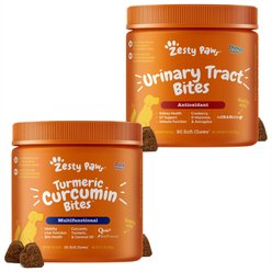 Zesty Paws Curcumin Bites Everyday Vitality Duck Flavor Dog Supplement, 90 count + Zesty Paws Cranberry Bladder Bites Urinary Tract Support Chicke Flavor Chews for Dogs, 90 count