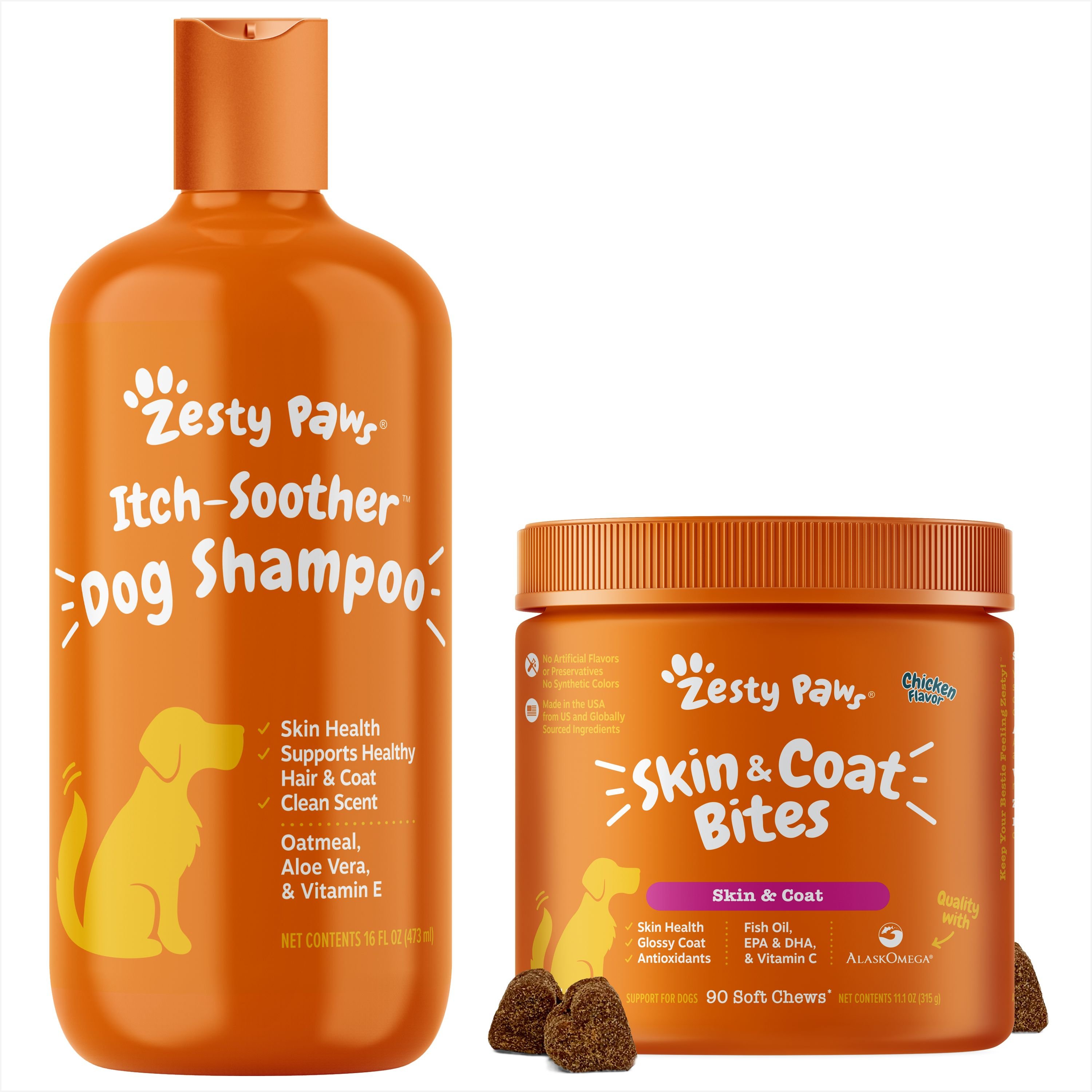 ZESTY PAWS Itch Soother Dog Shampoo with Oatmeal & Aloe Vera, for Skin ...