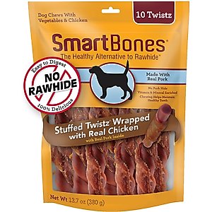 SmartBones Chicken Wrapped Stuffed Twistz Dog Treats, 10 count