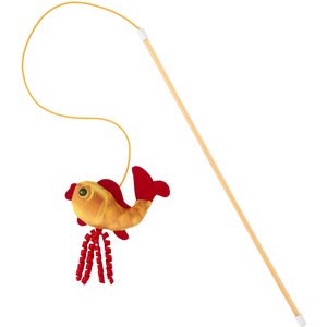 cat toy fish on a stick