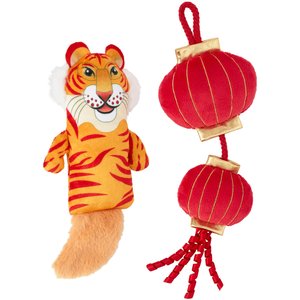 Frisco Lunar New Year Lantern & Tiger Plush Kicker Cat Toy with Catnip, 2 count