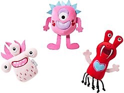 Frisco Valentine Love Monsters Plush Squeaky Dog Toy, Small/Medium, 3 count