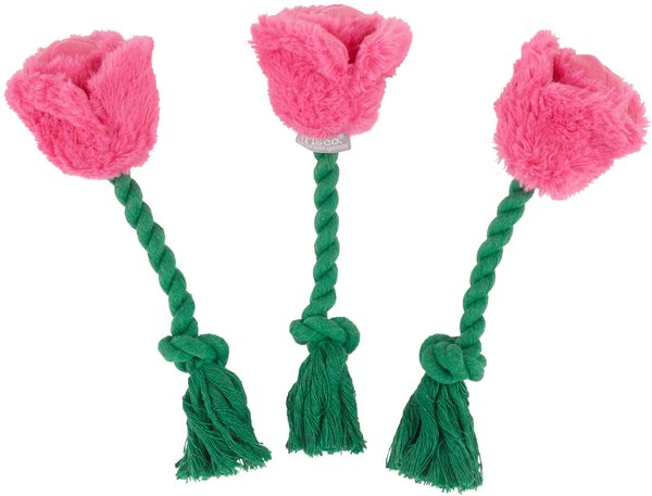 Frisco Roses Plush with Rope Squeaky Dog Toy, 3 count slide 1 of 4