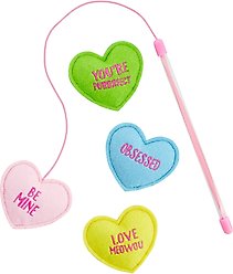 Frisco Valentine Hearts Teaser & Plush Cat Toy with Catnip, 4 count