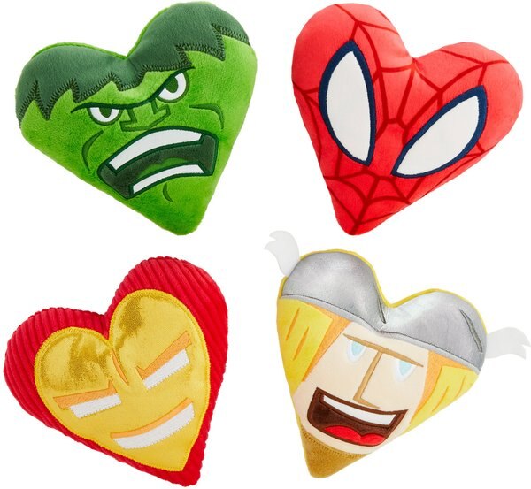 Marvel 's Valentine Candy Heart Heroes Plush Squeaky Dog Toy, Small/Medium, 4 count slide 1 of 5