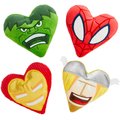 Marvel 's Valentine Candy Heart Heroes Plush Squeaky Dog Toy, Small/Medium, 4 count