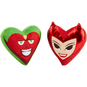 Marvel 's Valentine Scarlet Witch & Vision Hearts Plush Squeaky Dog Toy, Medium/Large, 2 count
