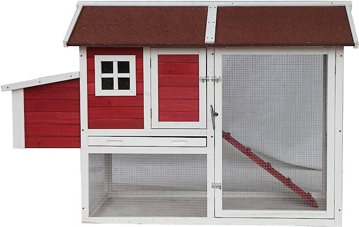 Aleko Barn Style Wooden Chicken Coop, 67 x 42 x 33-in
