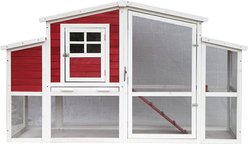 Aleko Barn Style Wooden Chicken Coop, 78 x 29.5 x 45.5-in