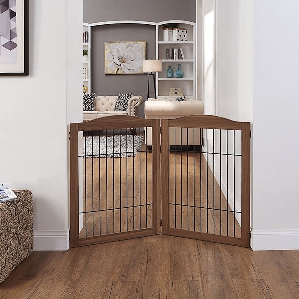 Unipaws 2-Panel Dog Gate Extension, Walnut slide 1 of 8