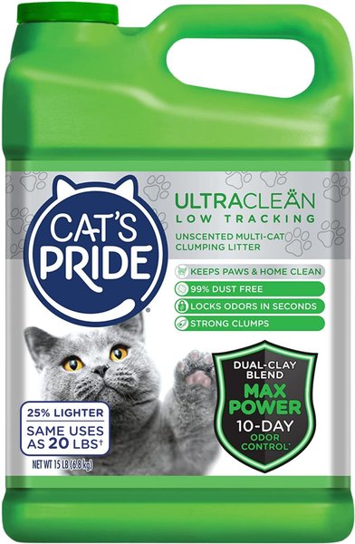 CAT S PRIDE Max Power UltraClean Low Tracking Multi Cat Clumping Litter Unscented 15 lb jug Chewy