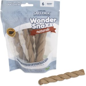 Petmate Wonder SnaXX Naturals Twists Peanut Butter Grain-Free Dog Treats, Small/Medium, 6 count