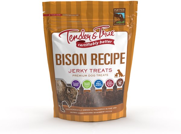 Tender & True Bison Recipe Grain-Free Jerky Dog Treats, 4-oz bag slide 1 of 6