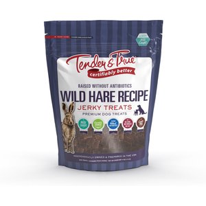 Tender & True Wild Hare Recipe Grain-Free Jerky Dog Treats, 4-oz bag