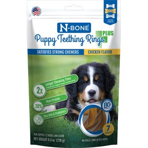 N-Bone Puppy Teething Rings Plus Chicken Flavor Dog Treats, 7 count