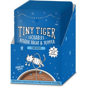 Tiny Tiger Lickables, Tuna Recipe, Bisque Cat Treat & Topper, 1.4-oz pouch, case of 12