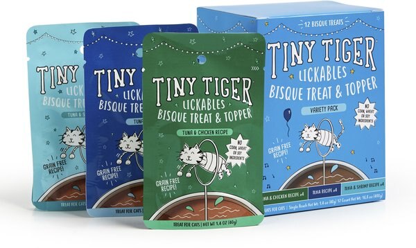 Tiny Tiger, Lickables, Variety Pack, Bisque Cat Treat & Topper, 1.4-oz pouch, case of 12 slide 1 of 8