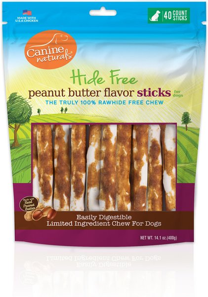Canine Naturals Hide Free 5-inch Peanut Butter Flavor Stick Dog Chew, 40 count slide 1 of 9