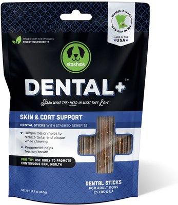 Stashios Dental+ Skin & Coat Support Adult Dental Dog Treats, slide 1 of 1