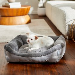 Frisco Herringbone Cuffed Cuddler Dog & Cat Bed, Grey, Medium