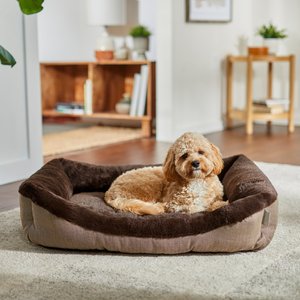 Frisco Herringbone Cuffed Cuddler Dog & Cat Bed, Brown, Large