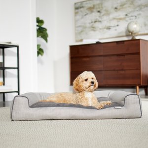 Frisco Herringbone Modern Couch Dog & Cat Bed, Grey, Medium