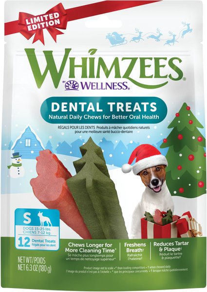 WHIMZEES by Wellness Holiday Dental Chews Natural Grain-Free Dental Dog Treats, Small, 12 count slide 1 of 10