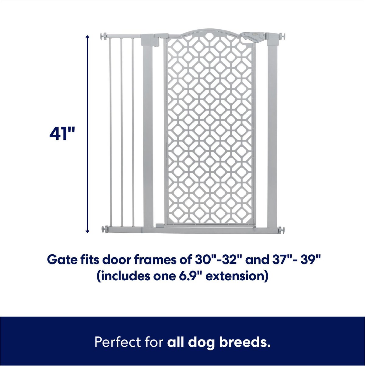 Frisco Metal Geometric Pattern Extra Tall Auto-close Dog Gate