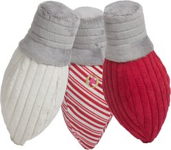 HuggleHounds Holiday Light Bulb Plush Dog Toy, 3 count