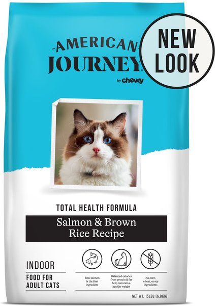 American Journey Indoor Cat Total Health Formula Salmon & Brown Rice Recipe Dry Cat Food, 15lb bag slide 1 of 9