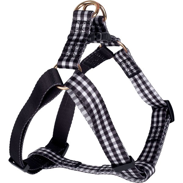 BOULEVARD Gingham Dog Harness, Black, Small 