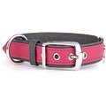 myfamily Firenze Genuine Italian Leather Dog Collar, Fuchsia & Grey, 18-in