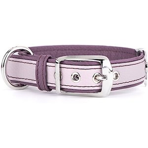 myfamily Firenze Genuine Italian Leather Dog Collar, Lavander & Purple, 18-in
