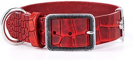 myfamily Tucson Genuine Textured Italian Leather Dog Collar