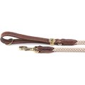 myfamily El Paso Genuine Embossed Italian Leather & Rope Dog Leash, Brown, 4-ft long, 1/3-in wide