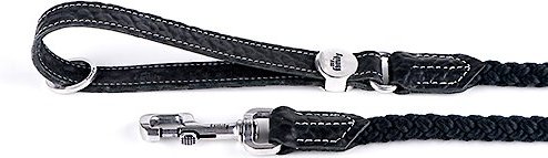 myfamily El Paso Genuine Embossed Italian Leather & Rope Dog Leash, Black, 4-ft long, 1/3-in wide slide 1 of 3