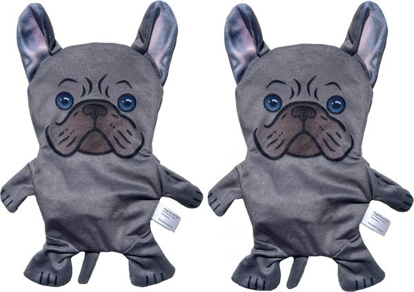 Piggy Poo and Crew French Bulldog Paper Crinkle Squeaker Toy, 2 count