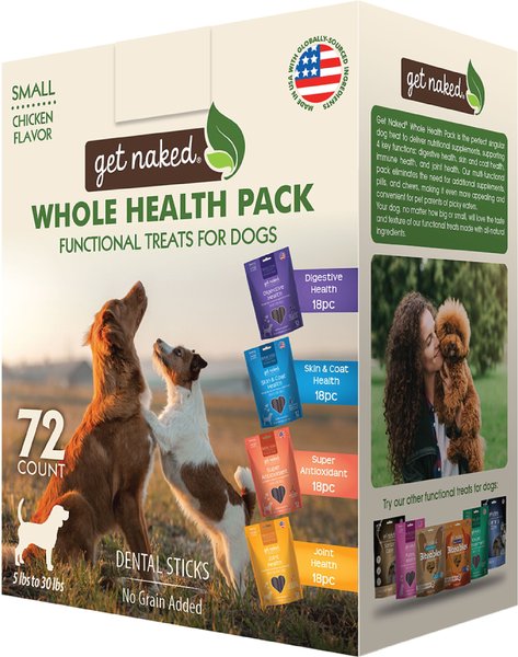 Get Naked Whole Health Variety Pack Small Grain-Free Chicken Flavor Dental Dog Treats, 72 count slide 1 of 4