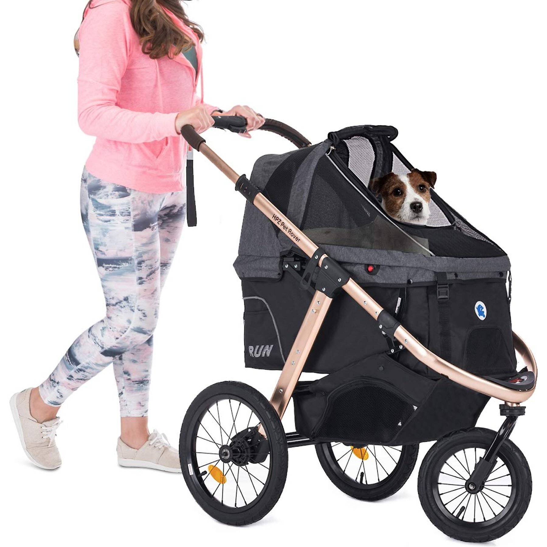 Pet stroller discount with rubber wheels