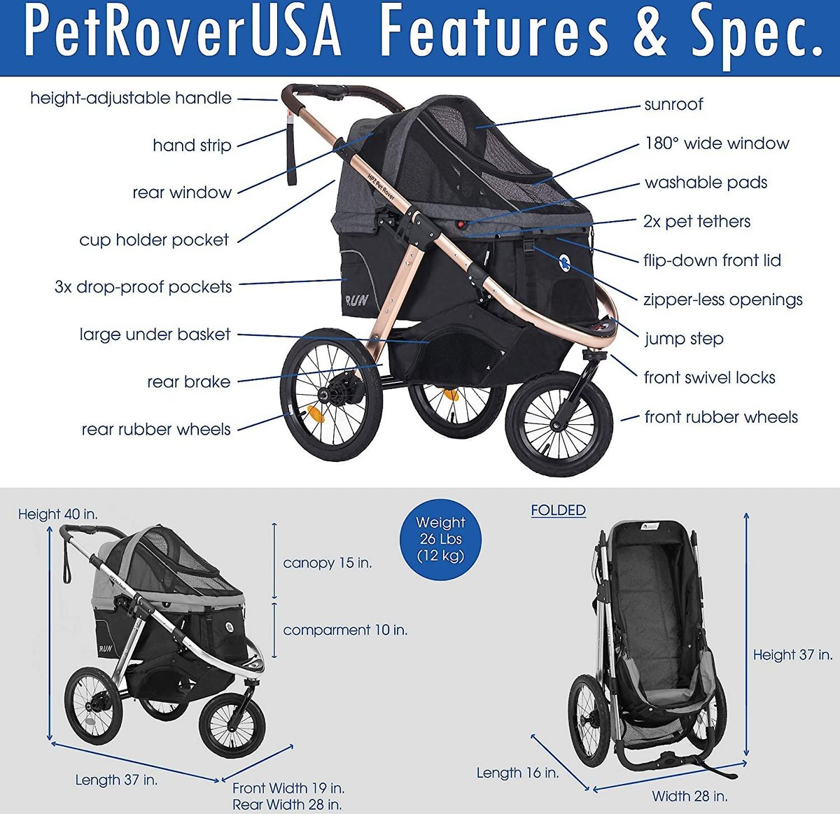 Pet top rover stroller